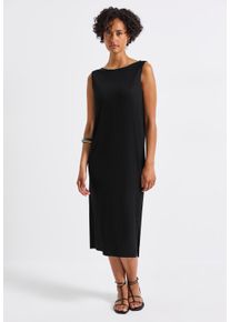 Street One Damen Sommerkleid, schwarz, casual, Gr. 42, unifarben, Stoff, 75% Viskose, 20% Polyester, 5% Elasthan, Kleider, knielang