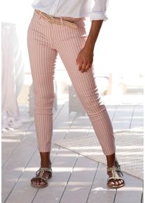 Lascana Damen 7/8-Jeggings, lila, casual, Gr. 38, gestreift, Denim/Jeans, Obermaterial: 67% Baumwolle, 29% Polyester, 4% Elasthan, Hosen, mit