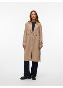 Véro Moda VERO MODA Damen Trenchcoat "VMLOU LONG TRENCHCOAT NOOS", silber, modisch, Gr. S, unifarben, Web, Obermaterial: 100% Polyester, Mäntel