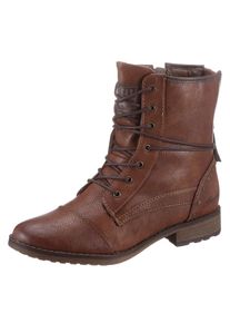 Mustang Shoes Damen Schnürstiefelette, Gr. 37, braun, Lederimitat, modisch, Schuhe, mit schaftumspielender Schnürung