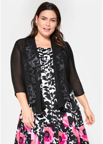 sheego Große Größen Bolerojacke aus Chiffon, im Zipfelschnitt, schwarz, Größe 40/42 - Damen