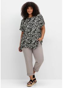 sheego Große Größen Tunika mit Cut-outs an den Ärmeln, schwarz bedruckt, Größe 40 - Damen