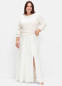sheego Große Größen Pullover mit tiefem V-Ausschnitt hinten, offwhite, Größe 56/58 - Damen