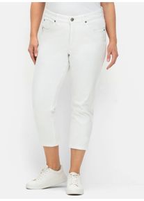sheego Große Größen 7/8-Jeans in schmaler Form, mit Kontrasttape, white denim, Größe 48 - Damen