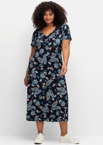 sheego by Joe Browns sheego Große Größen Jerseykleid mit Blumendruck, Midilänge, dunkelblau-gemustert, Größe 54 - Damen