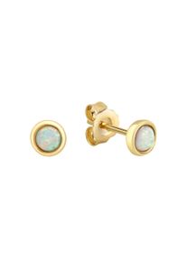 Vivance Damen Paar Ohrstecker "925/- Sterling Silber vergoldet synth. Opal", ONE-SIZE, Silber 925 (Sterlingsilber), gelb, Silber 925
