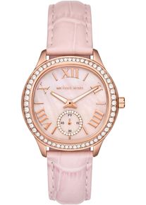 Michael Kors Damen Quarzuhr "SAGE", rosa, Armbanduhren, Armbanduhr, Damenuhr, Perlmutt-Zifferblatt, Lederarmband