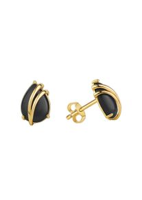 Vivance Damen Paar Ohrstecker "375/- Gelbgold glanz Onyx", ONE-SIZE, Gold, gelb, Gold, Ohrringe
