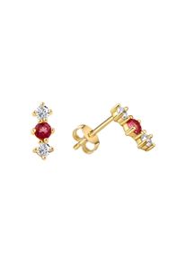 Vivance Damen Paar Ohrstecker "375/- Gelbgold glanz Zirkonia und pionk Topas", ONE-SIZE, Gold, gelb, Gold, Ohrringe