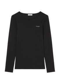 Marc O'Polo MARC O'POLO Damen Langarmshirt, schwarz, casual, Gr. M, Single Jersey, Obermaterial: 100% Baumwolle, Shirts, mit Label-Print in Brusthöhe
