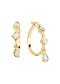 Vivance Damen Paar Creolen "925/- Sterling Silber vergoldet synth. Opal", ONE-SIZE, Silber 925 (Sterlingsilber), gelb, Silber 925 (Sterlingsilber),