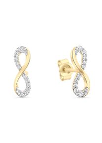 Vivance Damen Paar Ohrstecker "333/- Gelbgold glanz bicolorZirkonia Infinity", ONE-SIZE, Gold, bunt, Gold, Ohrringe