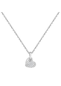 Vivance Damen Kette mit Anhänger "925 Sterling Silber rhodiniert Herz Zirkonia", 45cm, Silber 925 (Sterlingsilber), L: 45cm B: 10.0mm, weiß, Silber