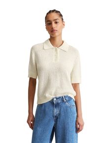 Marc O'Polo Damen Poloshirt "aus Cotton-Slub-Garn", weiß, Gr. XS, MARC O'POLO DENIM, unifarben, Obermaterial: 100% Baumwolle, Shirts