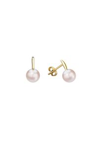 Vivance Damen Paar Ohrstecker "375/- Gelbgold glanz Süßwasserperle", ONE-SIZE, Gold, gelb, Gold, Ohrringe