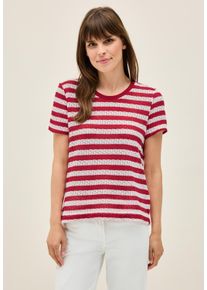 Cecil Damen T-Shirtglazed apple rot, casual, Gr. L, gestreift, Web, Stoff, 60% Baumwolle, 40% Polyester, Shirts, im soften Baumwoll-Mix