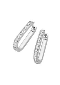 Damen Paar Creolen "ovale Form, mit Zirkonia, Silber 925", Silber 925 (Sterlingsilber), silber, Giorgio Martello MILANO, Silber 925 (Sterlingsilber),