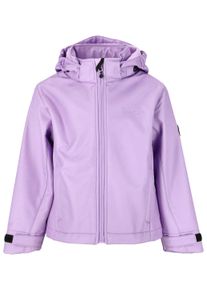 ZIGZAG Kinder Softshelljacke "MANONE MELANGE WATERPROOF", lila, casual, Gr. 104, meliert, 100% Polyester, Jacken, mit weichem Innenfleece
