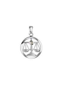 Vivance Damen Ketten-Anhänger "925/- Sterling Silber rhodiniert Sternzeichen Waage Monatsstein", ONE-SIZE, Silber 925 (Sterlingsilber), 1,1 g, weiß,