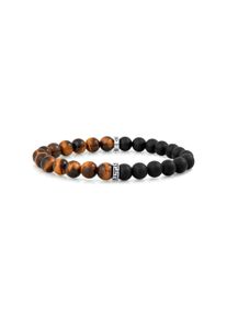 CAI CAÏ Herren Armband "Tigerauge & Onyx 21cm", 21cm, Edelstahl, braun, Edelstahl, Armbänder