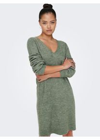 Jacqueline de Yong JDY Damen Strickkleid "JDYELANORA L/S V-NECK DRESS KNT NOOS", grün, modisch, Gr. M, meliert, unifarben, Feinstrick, Obermaterial: 74% Polyacryl, 20%