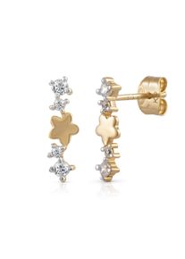 Diamonds by Ellen K. Damen Paar Ohrstecker "375 Gelbgold bicolor Blüte 8 Zirkonia", ONE-SIZE, Gold, bunt, FASCINATION BY ELLEN K., Gold, Ohrringe