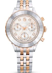 Swarovski Damen Chronograph "OCTEA CHRONO", silber, Armbanduhren, Armbanduhr, Quarzuhr, Damenuhr, Swarovski-Kristalle, Swiss Made