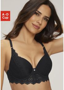 s.Oliver Damen Push-up-BH "Romane", Gr. 75, schwarz, Spitze, Microtouch, Obermaterial: 54% Polyamid, 37% Polyester, 9% Elasthan, feminin, BHs, mit