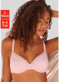 Nuance Damen Bügel-BH, Gr. 80, rosa, Stoff, Obermaterial: 80% Baumwolle, 12% Elasthan, 8% Polyamid, klassisch, BHs, aus weicher Baumwolle, Basic