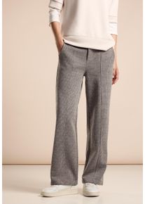 Street One Damen Stoffhose "LTD QR", schwarz, casual, Gr. 44, gemustert, kariert, Web, Obermaterial: 64% Baumwolle, 36% Polyester, Hosen, im