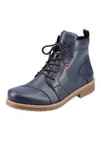 Rieker Damen Schnürstiefelette, Gr. 36, blau, Lederimitat, klassisch, Schuhe, mit honigfarbener Laufsohle