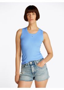 Tommy Jeans Damen Tanktop "TJW ESSENTIAL RIB TANK EXT", blau, Basic, Gr. XS, unifarben, Rippware, Obermaterial: 95% Baumwolle, 5% Elasthan, Tops, mit