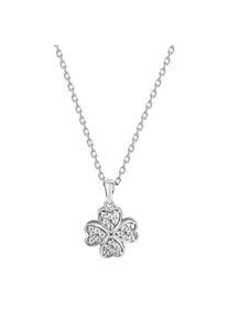 Vivance Damen Kette mit Anhänger "925 Sterling Silber rhodiniert Kleeblatt Zirkonia", 45cm, Silber 925 (Sterlingsilber), L: 45cm B: 12.0mm, weiß,