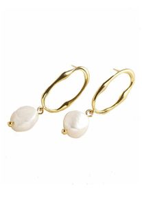 Firetti Damen Paar Creolen "Schmuck Geschenk, Nugget", Silber 925 (Sterlingsilber)-Perlen, gold, Silber 925 (Sterlingsilber), Perlen, Ohrringe, Made