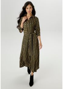 Damen Jerseykleidgrün, camel, schwarz, senf, zartrose, feminin, Gr. 46, Aniston SELECTED, gemustert, bedruckt, Single Jersey, Obermaterial: 95%