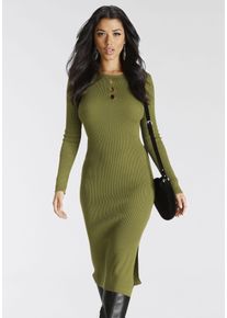 Melrose Damen Strickkleid, grün, feminin, Gr. 34, unifarben, clean, Feinstrick, Rippstrick, Obermaterial: 70% Viskose, 30% Polyamid, Kleider,