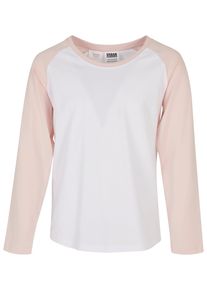 Urban Classics Mädchen Kurzarmshirt "Urban Classics Damen Girls Contrast Raglan Longsleeve", pink, casual, Gr. 122, mehrfarbig, 100% Baumwolle, Shirts