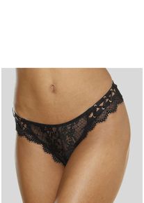 Damen String, Petite Fleur Gold, Gr. 48, schwarz, Microtouch, Obermaterial: 90% Polyamid, 10% Elasthan, Unterhosen, aus dezent transparenter Spitze