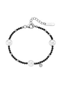 Damen Armband "mit Süßwasser-Perlen und Ziersteinen, Silber 925", 19cm, Silber 925 (Sterlingsilber), silber, Giorgio Martello MILANO, Silber 925