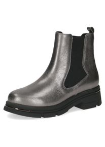 Caprice Damen Chelseaboots, Gr. 38, silber, Leder, Textil, modisch, Schuhe, Blockabsatz, Plateau, Stiefelette in auffälliger Metallic-Optik