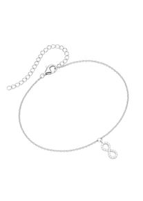 Smart Jewel Damen Fußkette mit Anhänger "mit Behang Infinity, Zirkonia, Silber 925", 28cm, Silber 925 (Sterlingsilber), silber, Silber 925