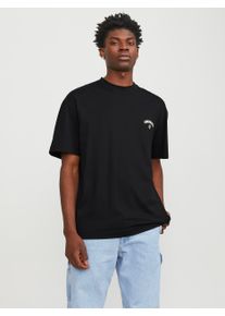 Jack & Jones JACK & JONES Herren Oversize-Shirt "JORSANTORINI BACK TEE SS CREW NECK SN", schwarz, Basic, Gr. L, Jersey, Obermaterial: 100% Baumwolle, Shirts