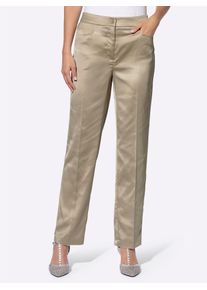 Heine Damen Bügelfaltenhose, beige, Gr. 38, unifarben, 97% Polyester, 3% Elasthan, Hosen