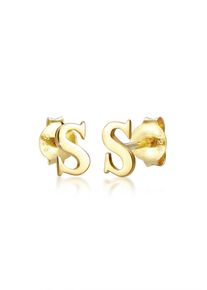 Elli Damen Paar Ohrstecker "Ohrstecker Buchstabe S Initiale925 Sterling Silber", OneSize, ohne Stein, Silber 925 (Sterlingsilber), gold, Silber 925