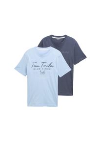 Tom Tailor Herren Print-Shirt, grau, casual, Gr. S, bedruckt, unifarben, Jersey, Obermaterial: 100% Baumwolle, Shirts, mit Logo-Print