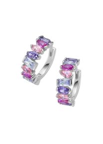 Damen Paar Creolen "Korund pink und Zirkonia mehrfarbig, Silber 925", Silber 925 (Sterlingsilber), bunt, Giorgio Martello MILANO, Silber 925