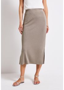 Street One Damen Maxirocktumbled beige, casual, Gr. 44, unifarben, Stoff, 86% Viskose, 8% Metallfasern, 6% Polyamid, Röcke, High Waist