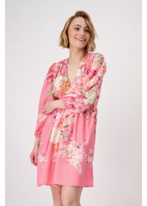 monari Damen Druckkleidcoral pink gemustert, modisch, Gr. 34, gemustert, mehrfarbig, geblümt, Web, Obermaterial: 55% Baumwolle, 45% Modal, Kleider,