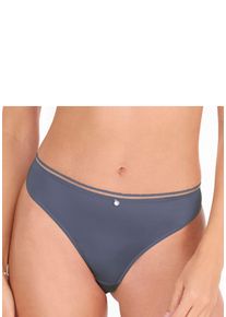 s.Oliver Damen String "Pauline", Gr. 32, blau, Spitze, Microtouch, Obermaterial: 81% Polyamid, 19% Elasthan, Unterhosen, mit feiner Spitze und