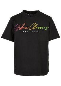 Urban Classics Jungen T-Shirt "Urban Classics Herren Boys Script Logo Tee", schwarz, casual, Gr. 122, unifarben, 100% Baumwolle, Shirts